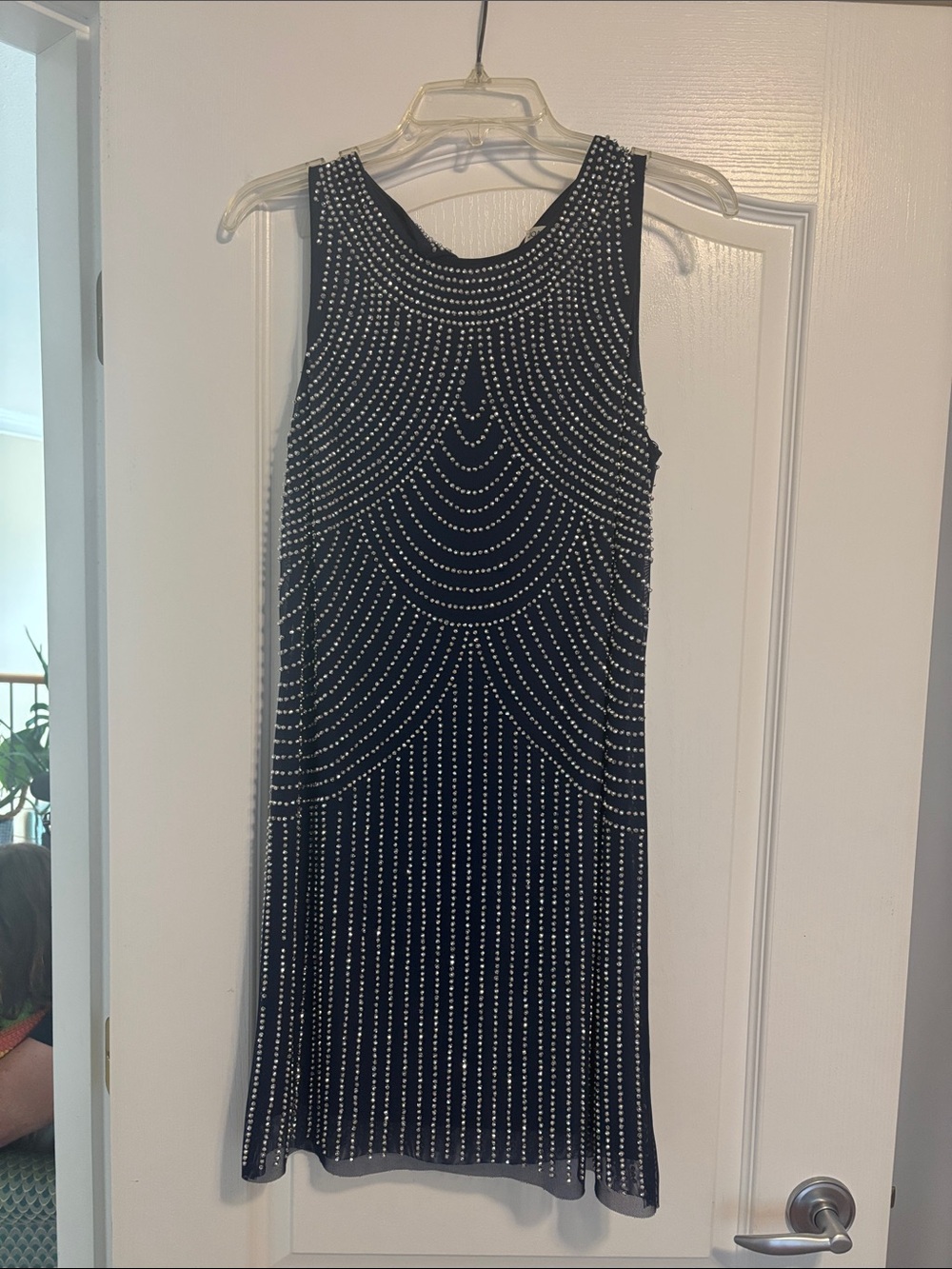 Black Sleeveless Beaded Mini Dress